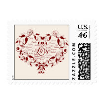 Love in Any Language in Red on Ivory Postage