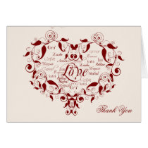 Love in any Language in Red Thank You card