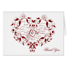 Love in any Language in Red Thank You card