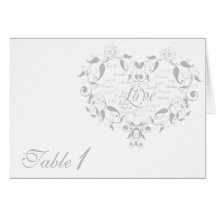 Love in Any Language in Silver Table Number Card