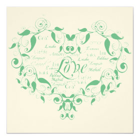 Love in Any Language Mint Green Wedding Invitation 5.25