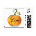 Love In Autumn Pumpkin Wedding Postage Stamp stamp