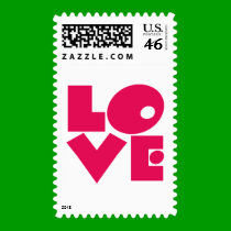 LOVE in Big Pink Letters postage by greenbaby LOVE in Big Pink Letters postage