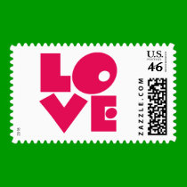 LOVE in Big Pink Letters postage by greenbaby LOVE in Big Pink Letters postage