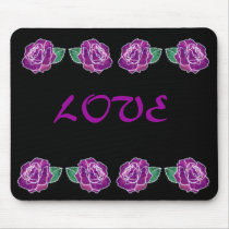 LOVE in Black and Purple mousepads