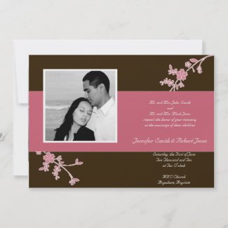 Love in Bloom: Chocolate Brown with Cherry Blossom invitation