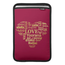 Love in Different Languages in a Heart Shape -Gold MacBook Sleeve