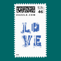 Love in Grungy Urban Blue postage