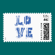 Love in Grungy Urban Blue postage