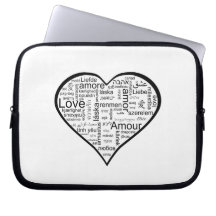 Love in many languages Heart Computer Sleeves