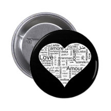 Love in many languages Heart Pinback Button