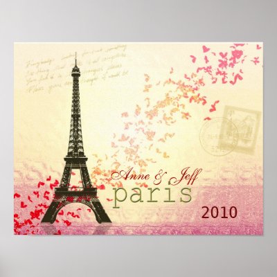 Love in Paris Eiffel Tower Print by perfectpostage