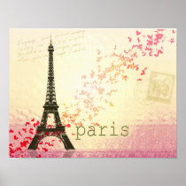 Love in Paris Eiffel Tower Posters