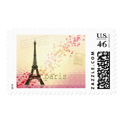 Love in Paris Postage Stamp