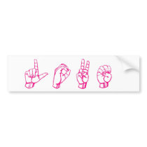 Love in Sign Language Pink Bumper Stickers