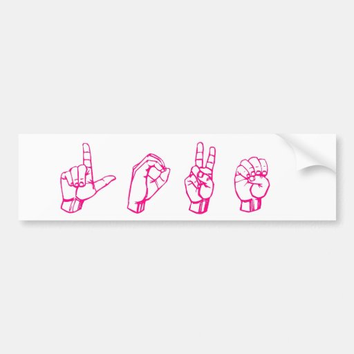 Love in Sign Language Pink Bumper Sticker Zazzle