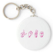 Love in Sign Language Pink Keychains