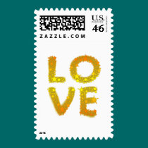 Love in Sparkly Gold postage