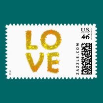 Love in Sparkly Gold postage
