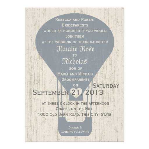 Love in the Air Balloon Wedding Personalized Invite