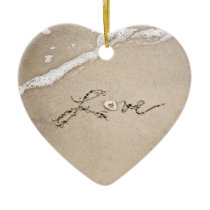 Love in the Sand Beach Christmas Ornament ornaments