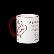 Love Intertwined Red Hearts Coffee Mug by SmilinEyesTreasures Love Intertwined Red Hearts Coffee Mug