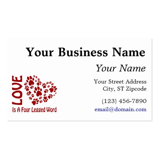Love is a 4-letter word business card template