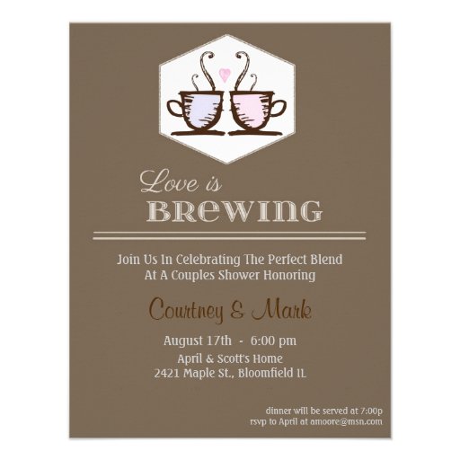 Love is brewing custom invitation