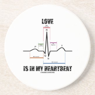 Love Is In My Heartbeat ECG EKG Electrocardiogram Drink Coaster