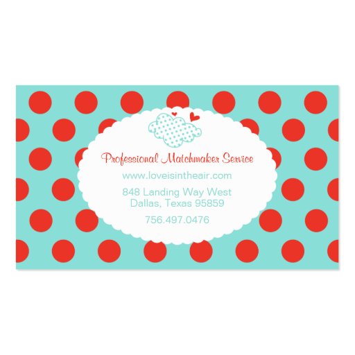 Love is in the Air Business Cards (back side)