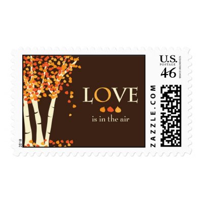 "Love is in the air" Fall Wedding Invitation Stamp