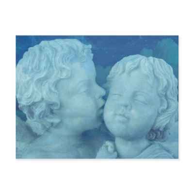 Love is in the Air, Vintage Stone Angels Kissing Post Cards