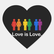 LOVE IS LOVE BLACK HEART STICKERS