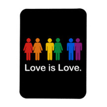 LOVE IS LOVE BLACK RECTANGULAR MAGNETS