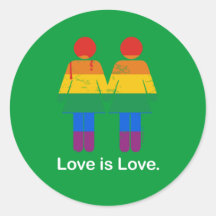LOVE IS LOVE LESBIAN COUPLE -.png Round Stickers