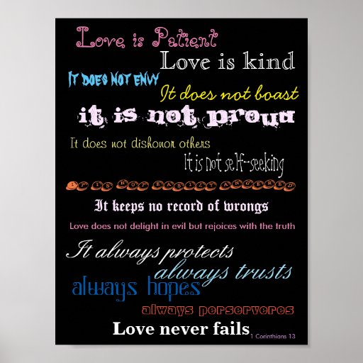 Love is Patient Bible Verse Poster Zazzle