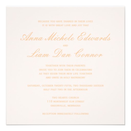 Love is patient.. blush & gold calligraphy heart custom announcements