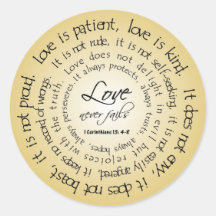 Love is Patient, Circular Text Wedding Sticker