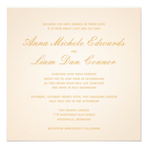 Love is patient.. light gold calligraphy heart custom invite