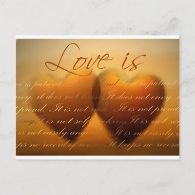 Love is patient; love is kind postcard