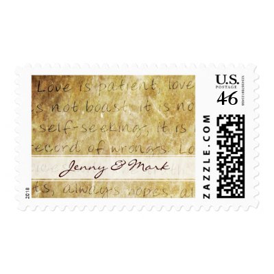 Love Is Patient Love Vintage Wedding Postage Stamp