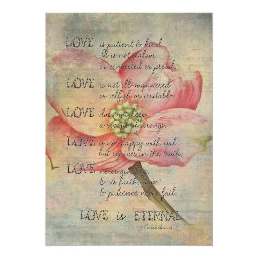 Love is Patient Pink Dogwood Personalized Invite