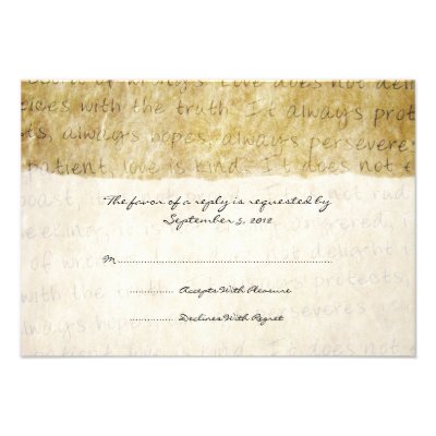 Love is Patient Vintage Wedding RSVP for Square Invitation