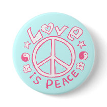 Love is Peace- Pink/ Sky Button