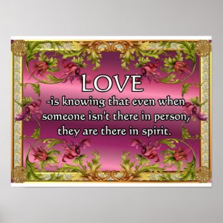 Love is.....poem on purple back with flower frame print