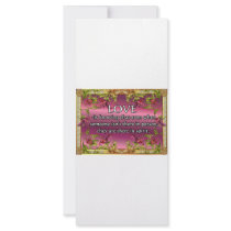 Love is.....poem on purple back with flower frame personalized rack card