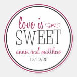 Love Is Sweet Labels (Berry / Black) Round Stickers