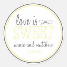 Love Is Sweet Labels (Yellow / Gray) Stickers