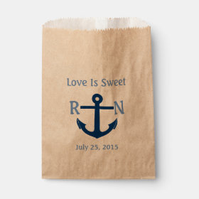 Love Is Sweet Nautical Anchor Wedding Navy Blue Favor Bag