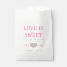 Love Is Sweet Pink and Silver Wedding Bags